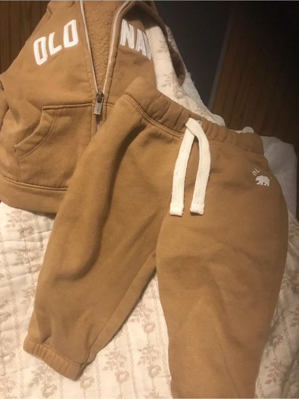 Old Navy Tan Fleece Jogger Set with Hoodie - Tan